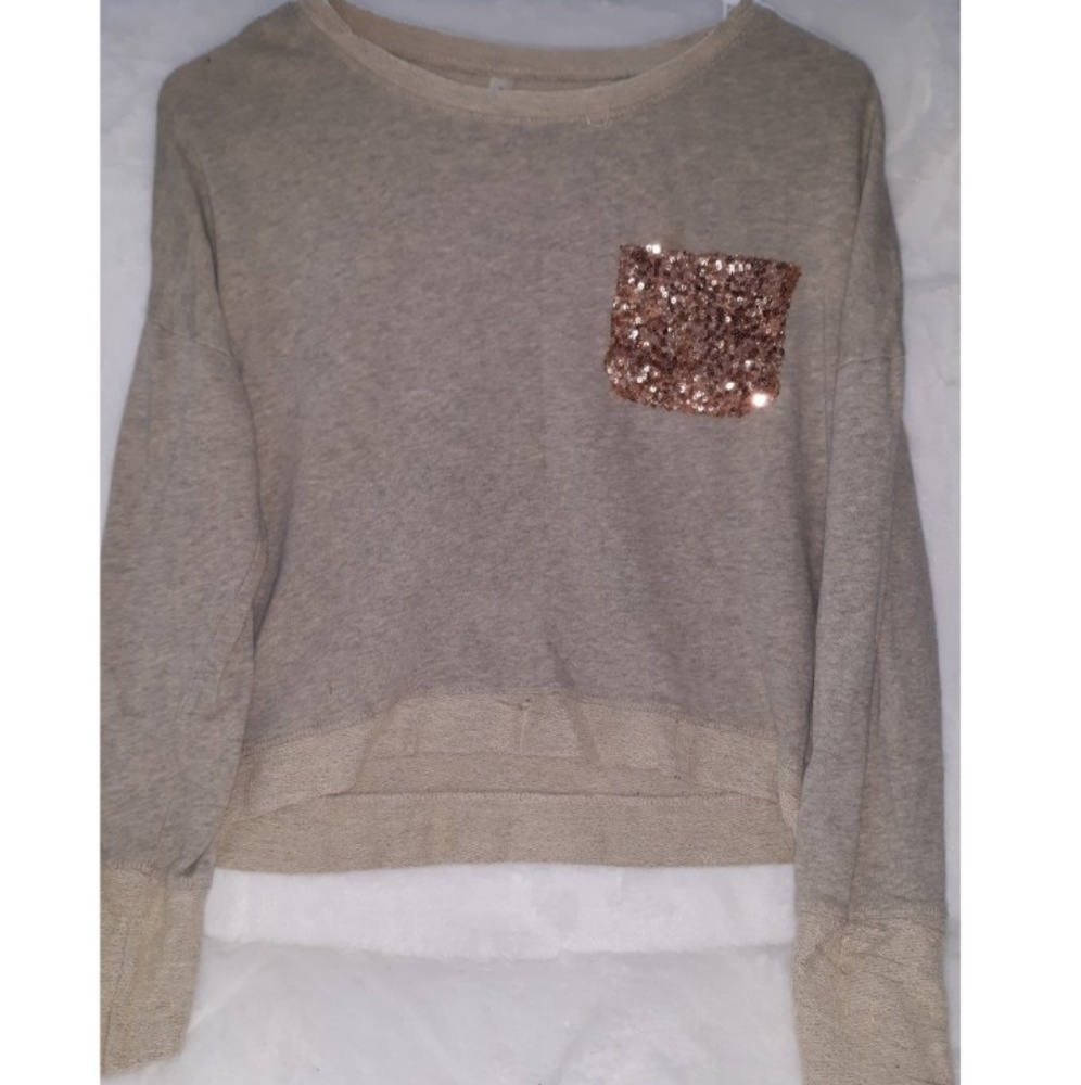 cropped sweater with sequin pocket